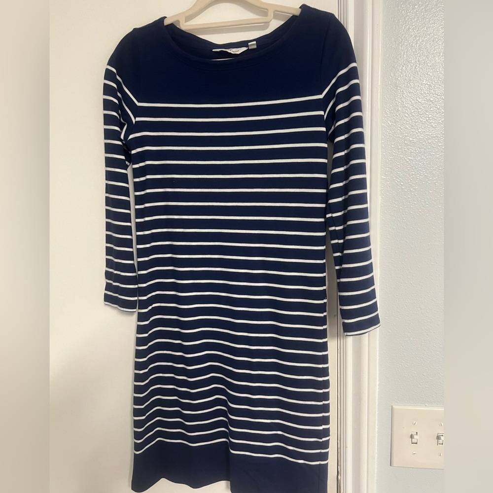 Vineyard Vines Navy and White Long Sleeve Dress
